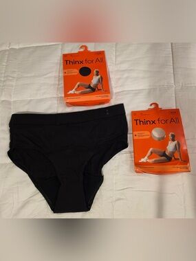Thinx For All Black Women's Period Briefs - Black M NWT 2 pack